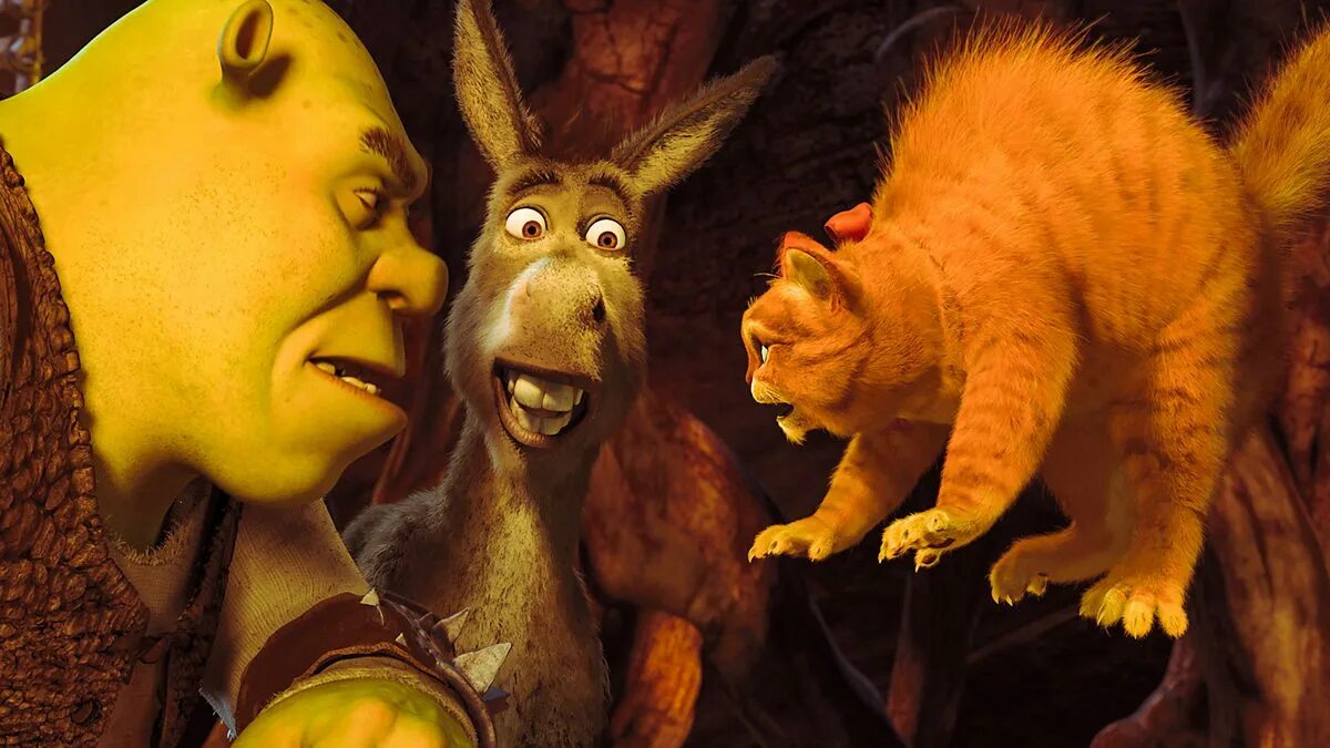 Шрек осел и кот. Шрек 3. шрек 4.