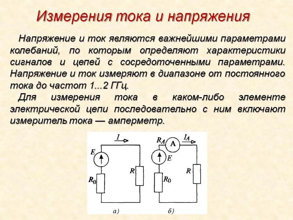 Измерение напряжения и тока в цепи