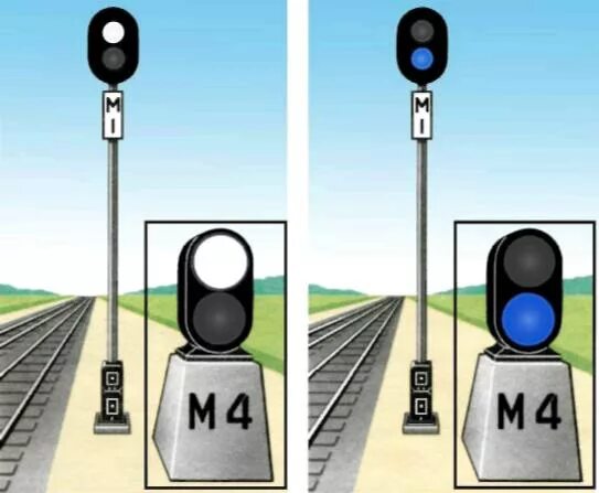 Маневровый светофор на железной дороге сигналы. Сигналы маневровых светофоров на ЖД. Лунно белый сигнал светофора на ЖД. Маршрутный маневровый светофор.