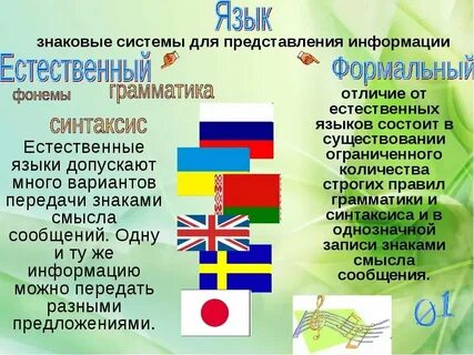 Разделе свойства формальных естественных языков на группы