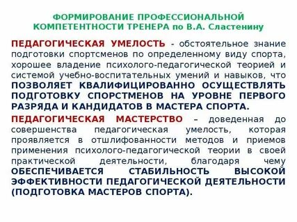 Педагогические технологии сластенин
