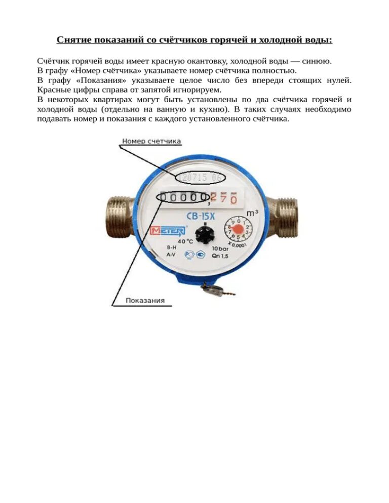 Как снять показания счетчика воды холодной правильно. Как снимаются показания холодной и горячей воды. Как правильно снимать показания с водяного счетчика холодной. Как правильно записывать показания счетчиков воды пример.