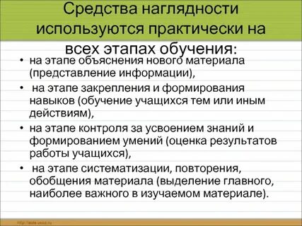 Использование наглядных средств