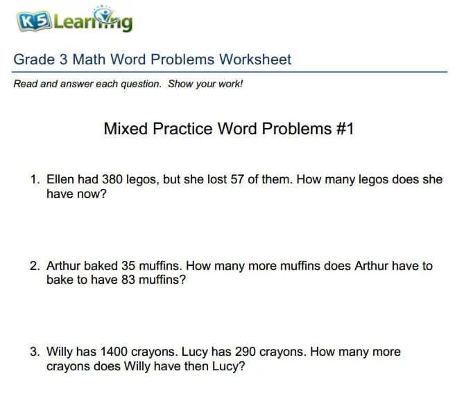 Mathematics problems. Word problems. Math Word problems. Math problems in English. Word problems for Kids.