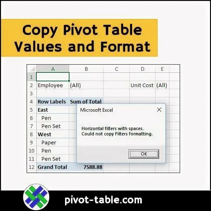 Pivot table values