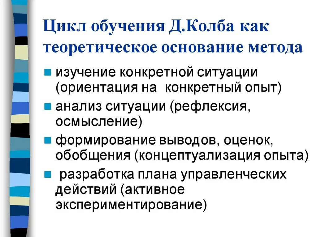 Опыт определяет модель. Этапы обучения по циклу колба. Стадии цикла обучения колба. Метод колба в обучении. Цикл обучения д. колба.