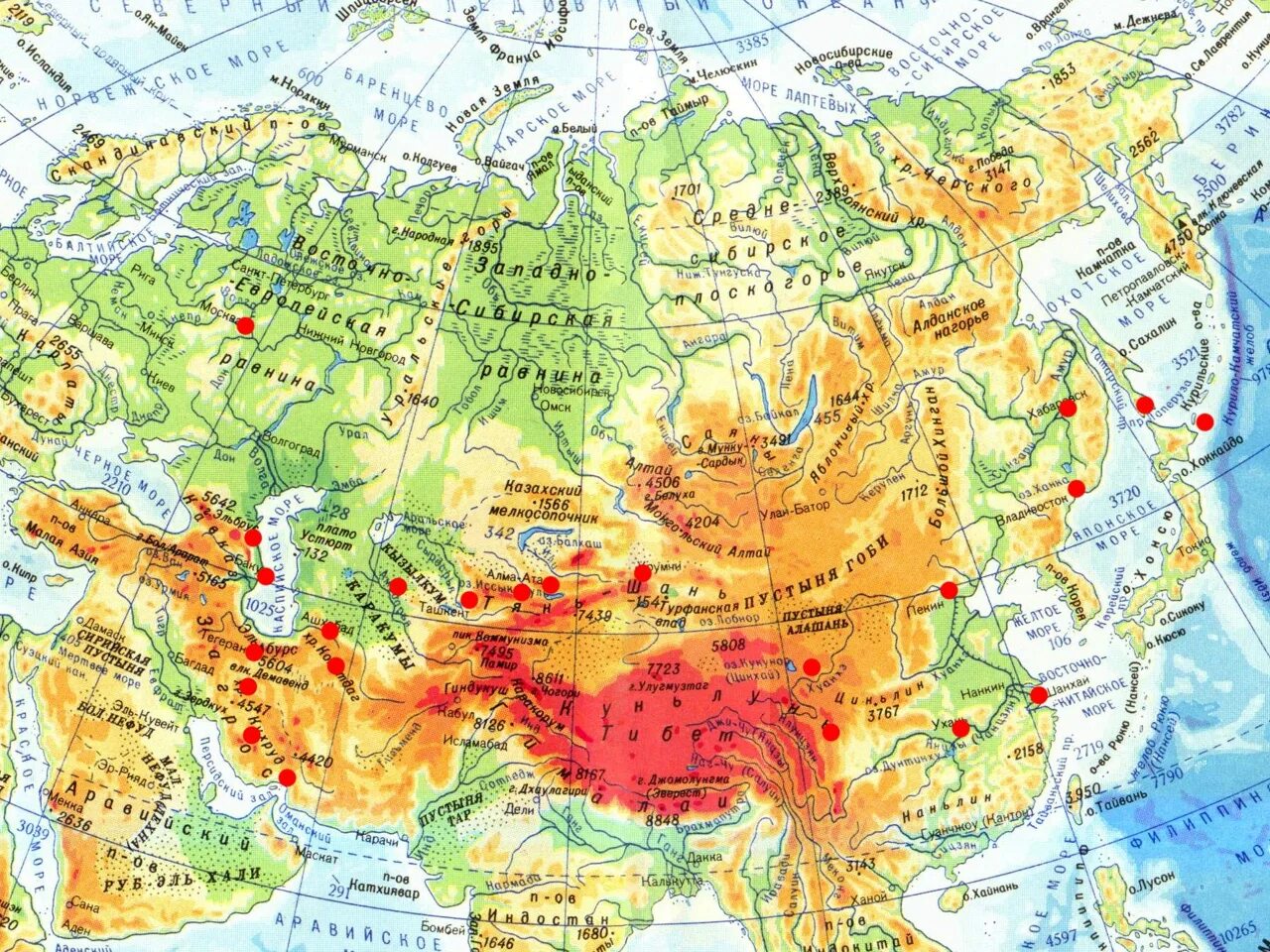 Самая высокая точка евразии на карте