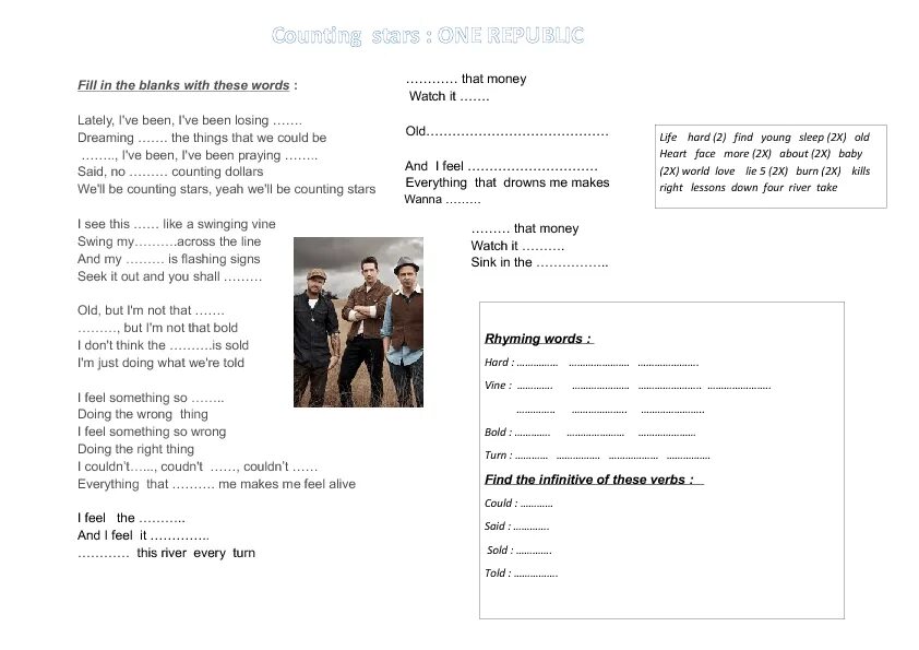 Counting Stars текст. Counting Stars ONEREPUBLIC текст. One Republic counting Stars Worksheet. Counting Stars ONEREPUBLIC Worksheet.