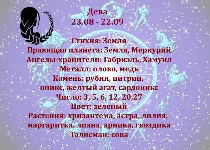 День знака зодиака дева