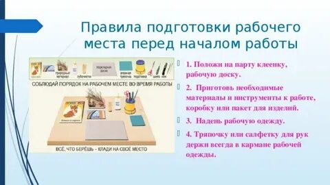 Рабочее место на уроке технологии