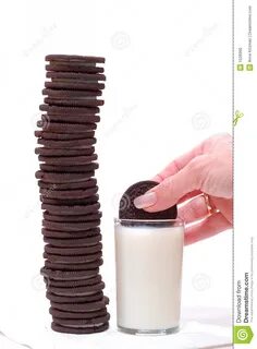 Chocolate Cookies And Milk Stock Photo Image Of Female 1528960.