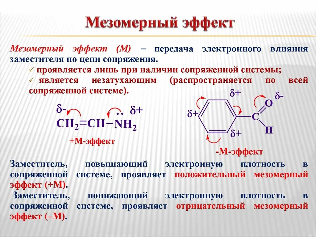 Индуктивный и мезомерный эффекты. Мезомерный эффект no2. Радикал, оказывающий отрицательный мезомерный эффект. Мезомерный эффект альдегидной группы.