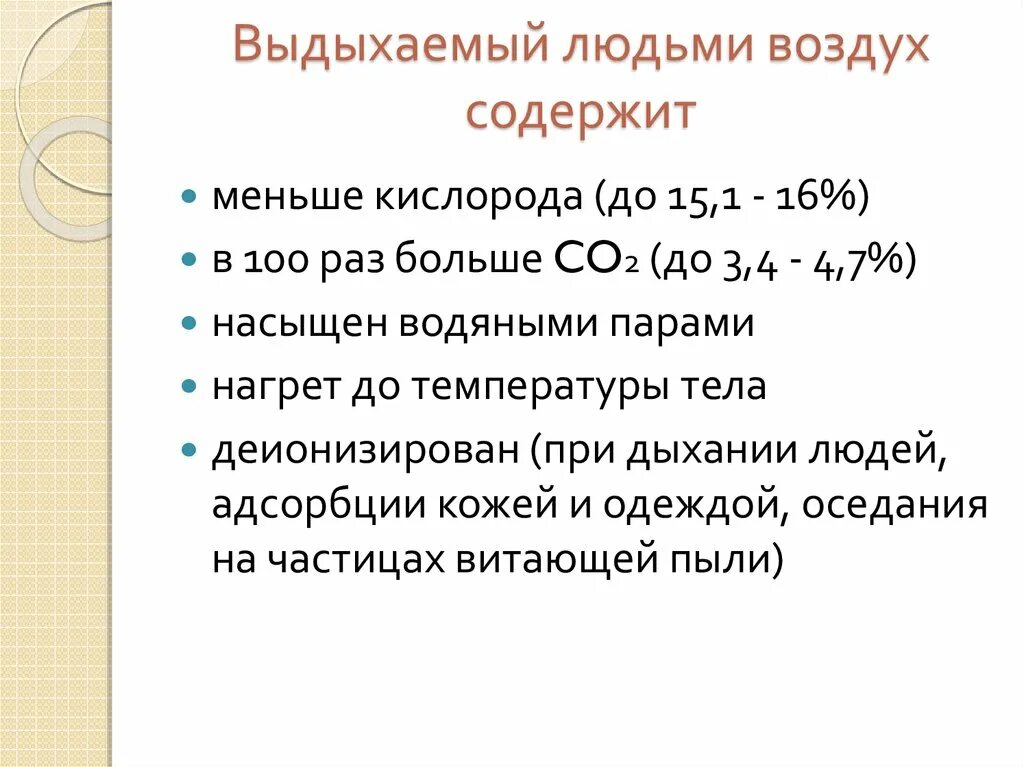 Выдыхаемом человеком воздухе