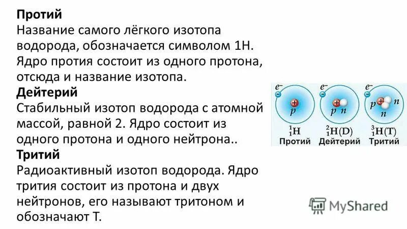 Дейтерий водорода. Изотоп протий ядро. Изотопы водорода. Протий дейтерий тритий.