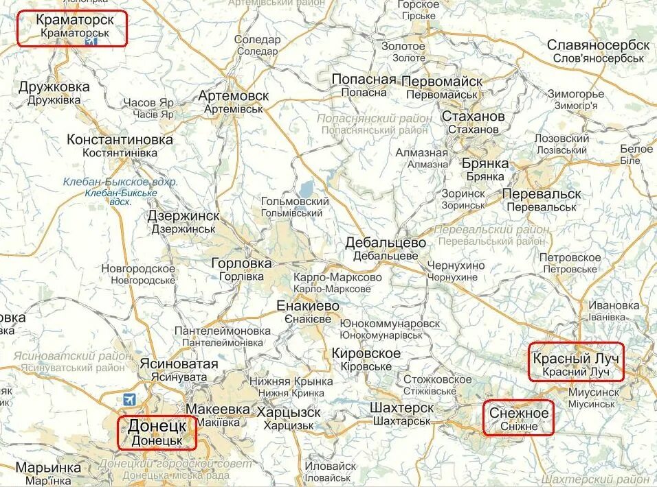 Поселки луганской области карта