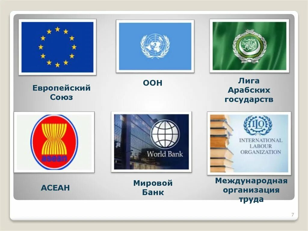Международные организации. Символика международных организаций. Международные организации и объединения. Евросоюз и лига арабских государств.