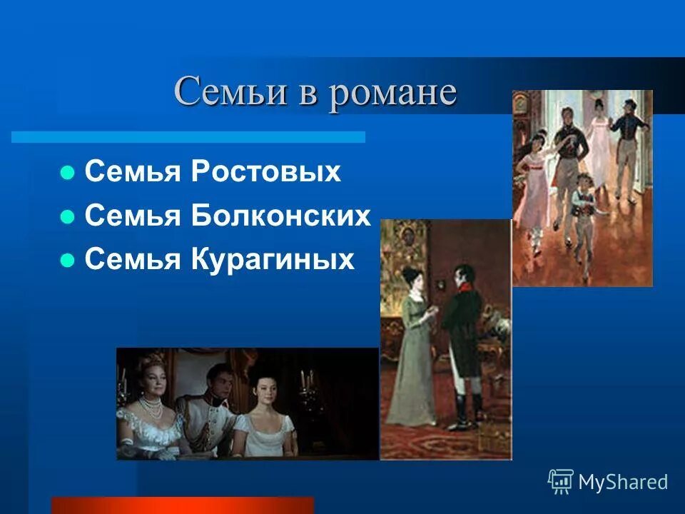 Сравнение семьи ростовых и болконских в романе. Семья ростовых семья Болконских семья Курагиных таблица. Семья ростовых Болконских и Курагиных.