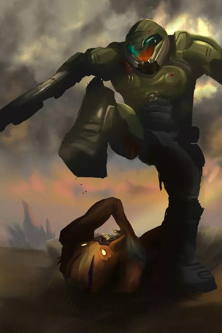 Doom фанфики. Doomguy art.