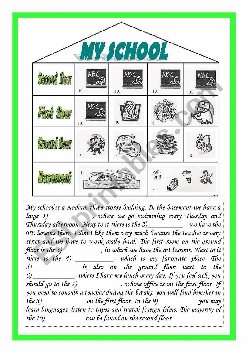 Worksheets English School. My School Worksheets. School text for Kids. My School topic 10 класс Worksheet.