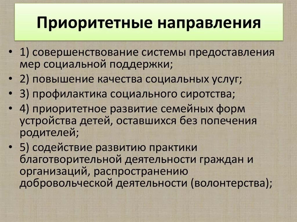 Выбрать приоритетные направления