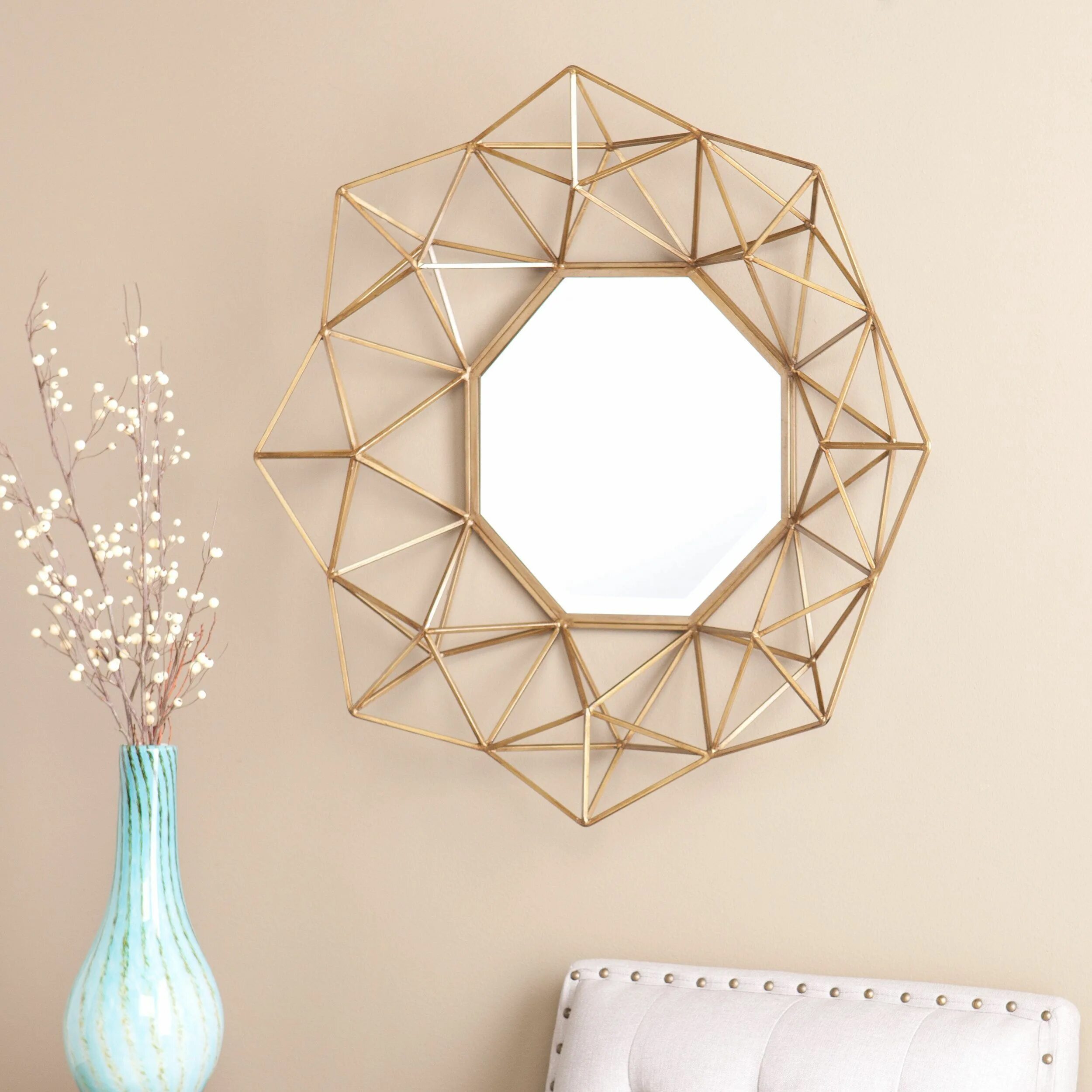 Mirror os. Nordic style geometric mirror iron art.