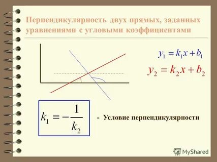Уравнение перпендикулярной прямой