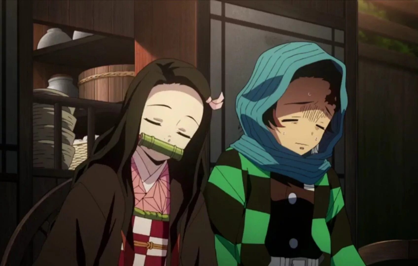 Nezuko is having a nightmare animation. Танжиро и недзуко. Незуко Камадо. Nezuko and Zenitsu. Незуко Камадо демон.