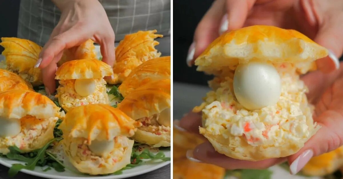 Рецепт ракушки из слоеного теста. Закуска ракушка. Рецепт ракушки из слоеного теста. Ракушки из слоеного теста. Тарталетки ракушки.