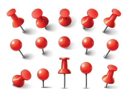 Realistic 3d push pins pinned in different angles vector set 23986061