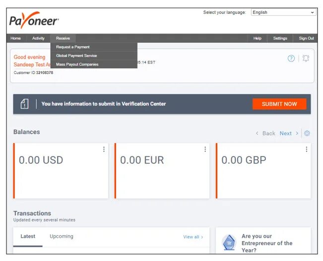 Request payment. Номер аккаунта в Payoneer. Payoneer Center verification. Payoneer Invoice. USD счет в Payoneer.