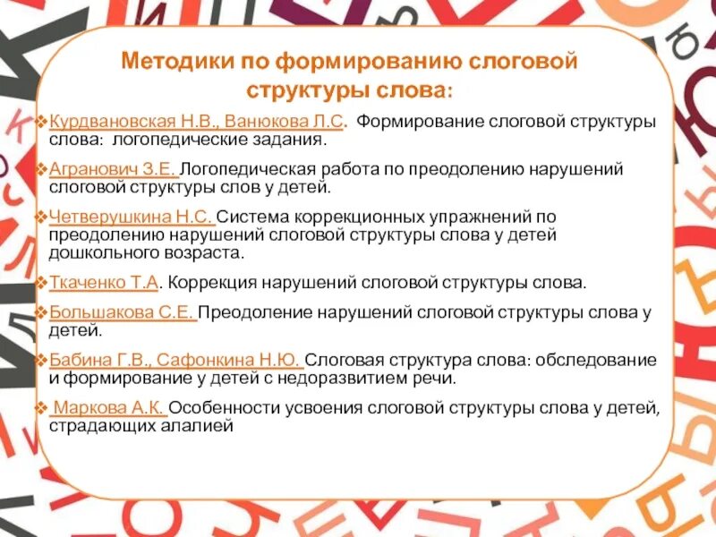 Агранович нарушение слоговой структуры слова. Методика работы по формированию слоговой структуры речи. методики коррекции слоговой структуры слова. курдвановская формирование слоговой структуры слова. развитие слоговой структуры слова методика.