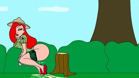 Jessica Rabbit Peeing Behind the Bushes. 