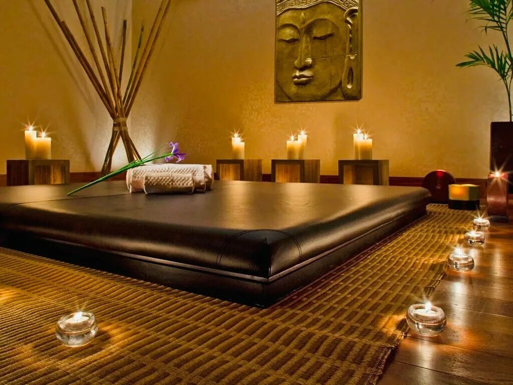 Салон массажа релакс. Массажная комната. Спа комнаты. Комната для тайского массажа. Тайский стиль в интерьере.