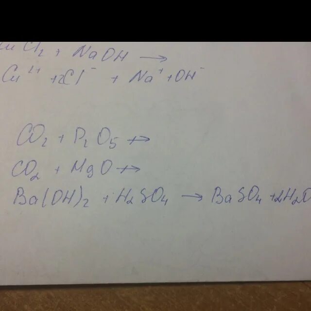 MGO baoh2. MGO + ba(Oh)2. P2o5+ ba Oh 2. Cu(Oh)2+MGO.