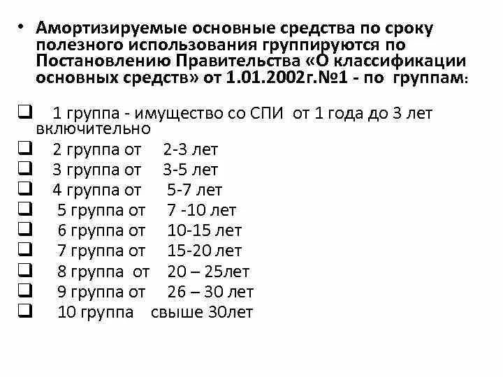 Амортизационные группы основных средств 2023