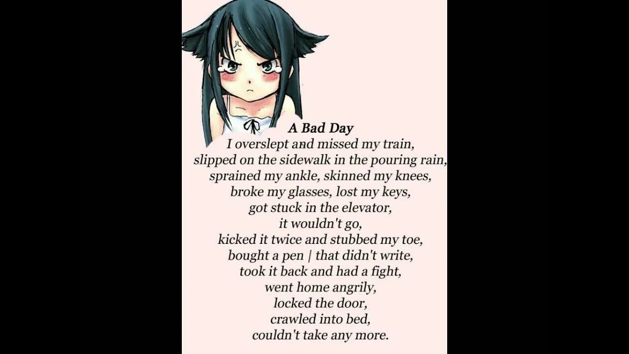 It was a bad day. A bad day стих. a bad day chant. стих на английском a bad day. игра sayahata a bad day.