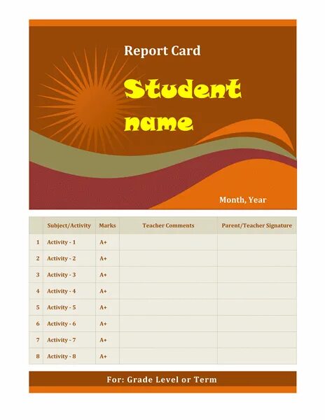 Student&#039;s report. Report card of a student. report card template. report card example. students&#039; school card шаблон.