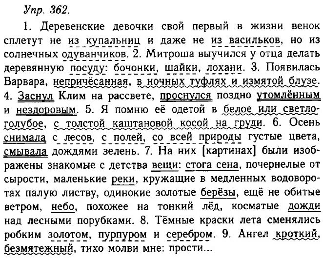 Упр 36 6. Деревенские девочки свой первый в жизни венок. Деревенские девочки свой первый в жизни венок сплетут не из купальниц. На правом берегу могучего Енисея немного выше. Упр 363.