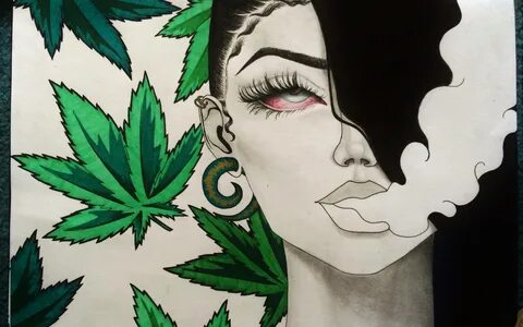 Smoking Weed Digital Art Wallpaper. 