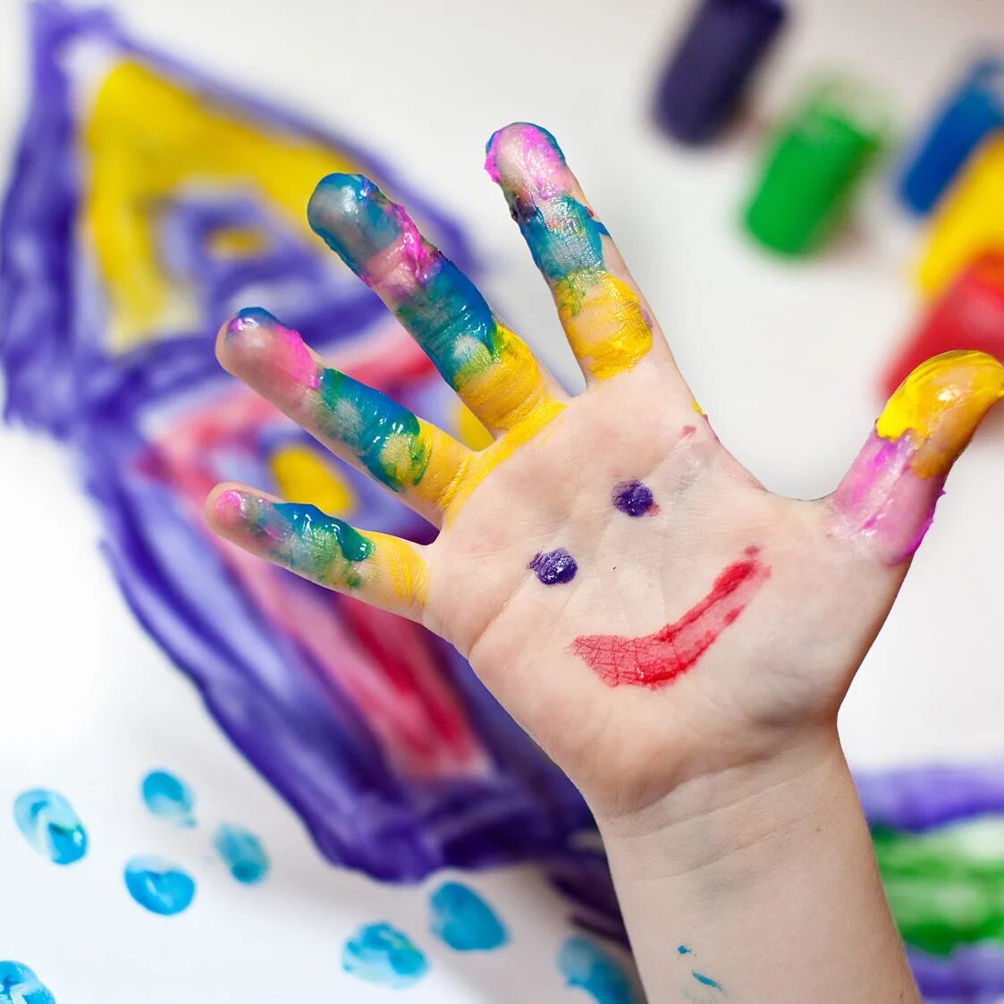 Краски пальчики. Креативное рисование для детей. Нетрадиционное рисование. Ладошки в краске. Дети творчество.
