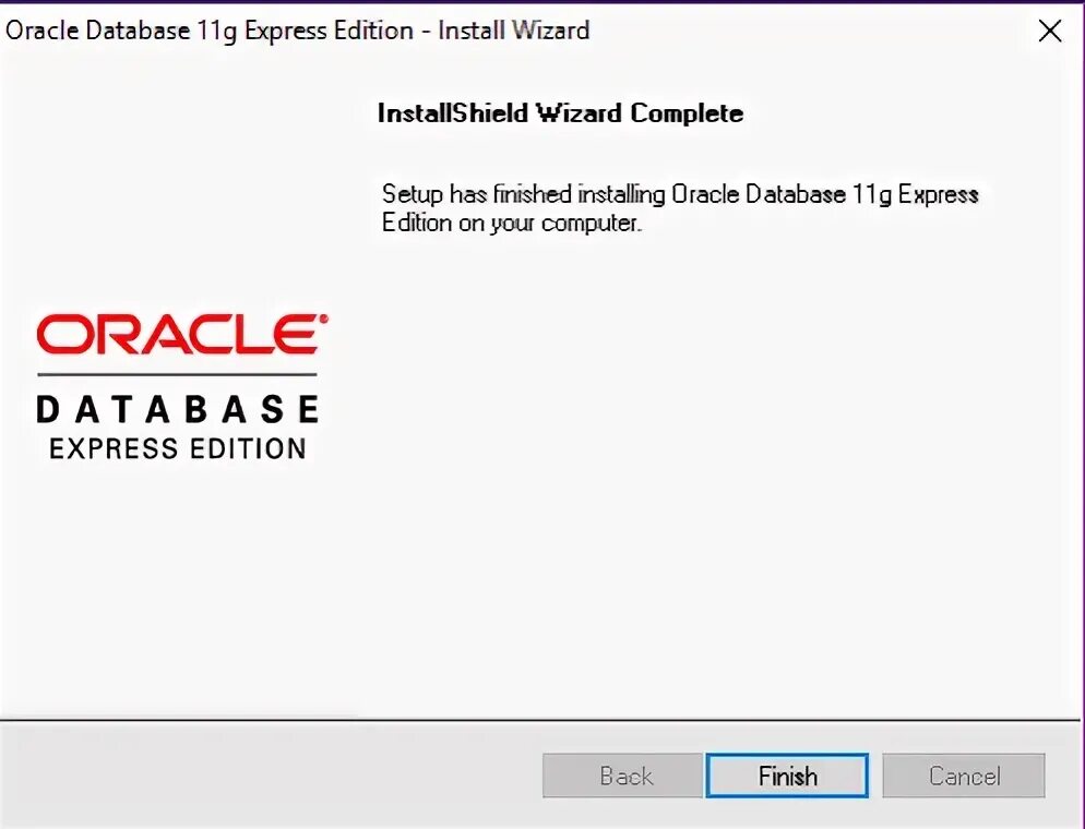 Oracle database 11g. Oraclexe установилось с ошибками.