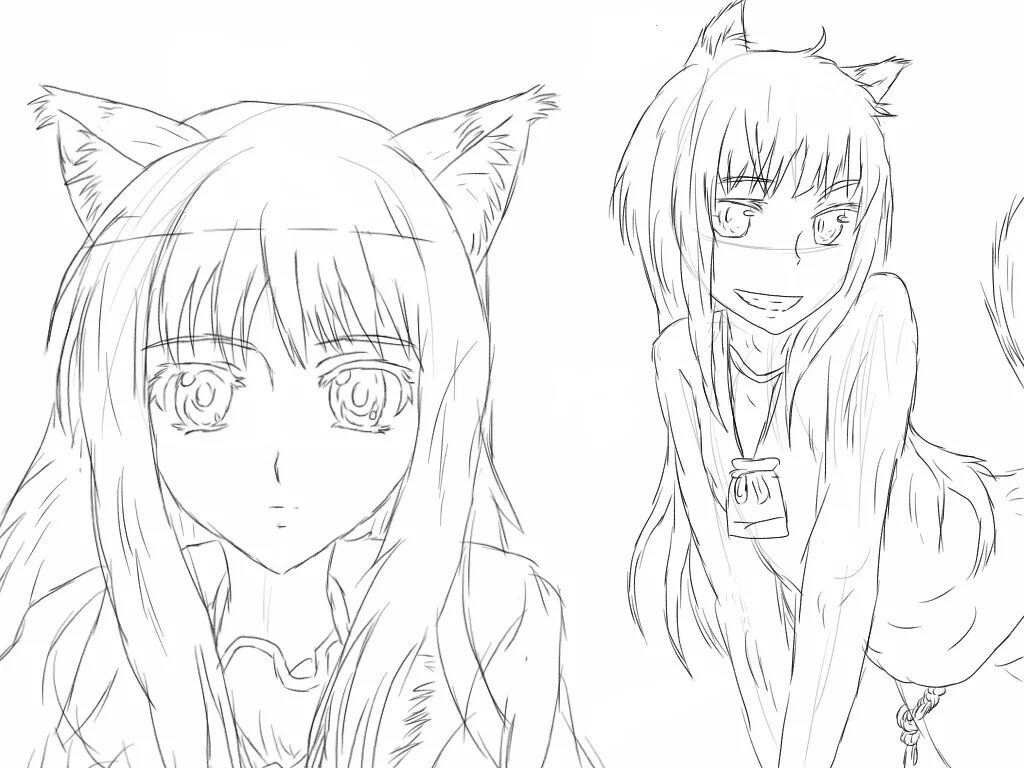 Как нарисовать девочку с ушками. Holo spice and wolf. раскраски аниме волчица и пряности. аниме для раскрашивания с ушками. раскраски аниме с ушками.