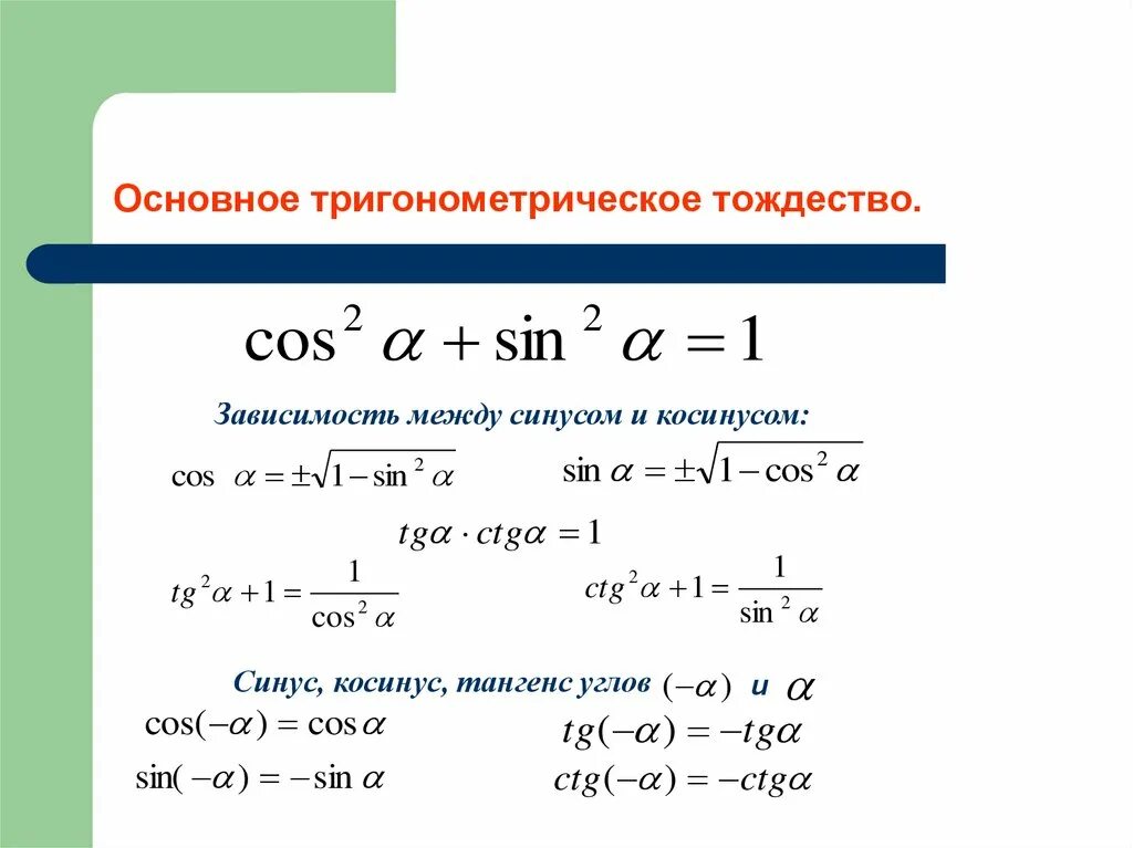 Основное тригонометрическое. Косинус из основного тригонометрического тождества. Тригонометрическое тождество через тангенс. Тригонометрические тождества 10 класс Алимов. Как найти синус через тригонометрическое тождество.