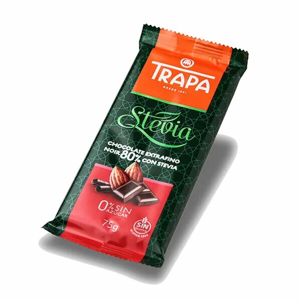 Шоколад на стевии. Шоколад trapa Stevia. Trapa шоколад молочный миндаль/стевия 75г 1уп/20шт Испания. Шоколад молочный trapa с миндалем, со стевией, 75г,.