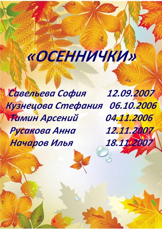 День именинника осенний сценарий
