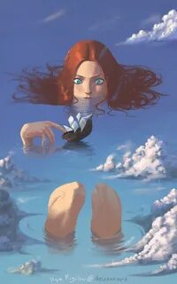 Нарисовал девочку водой