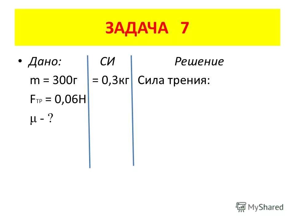 Задачи на трение 7 класс физика