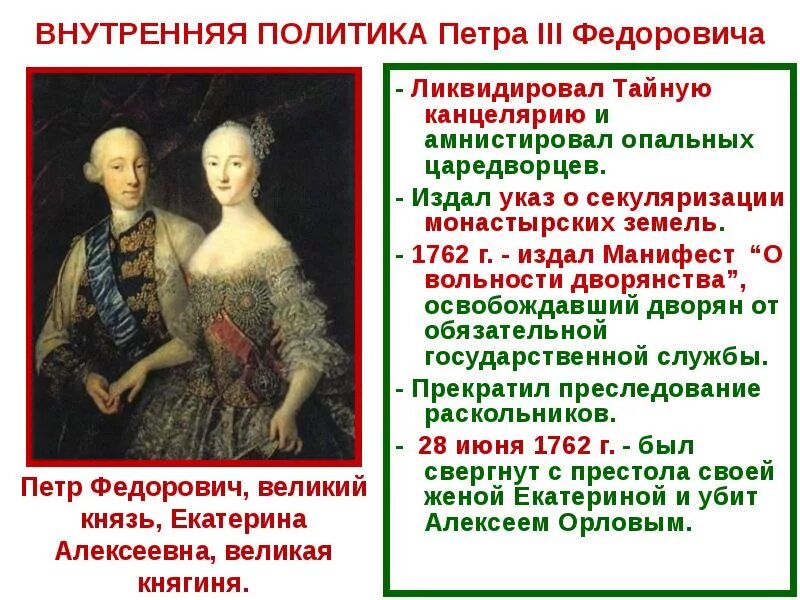 Манифест о вольности дворянства 1762 г Петра 3. Манифест о вольности дворянской Петра 3. Указ екатерины 2 о секуляризации