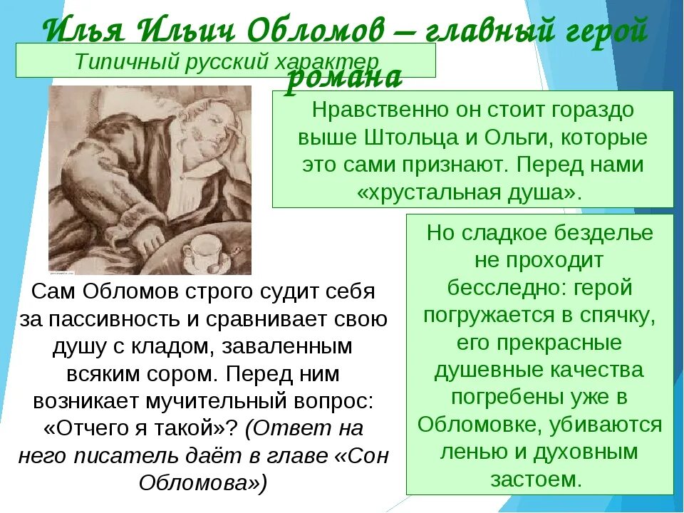 Обломов главные герои. Обломов образ. Образ Обломова в романе. Как обломов относился к отцу