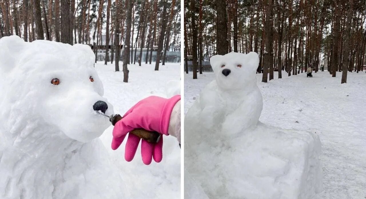 Медведь из снега. Медведь из снега Тверь. Самый большой мишка из снега. Огромный из снега медведь в Москве. Снежный мишка игра